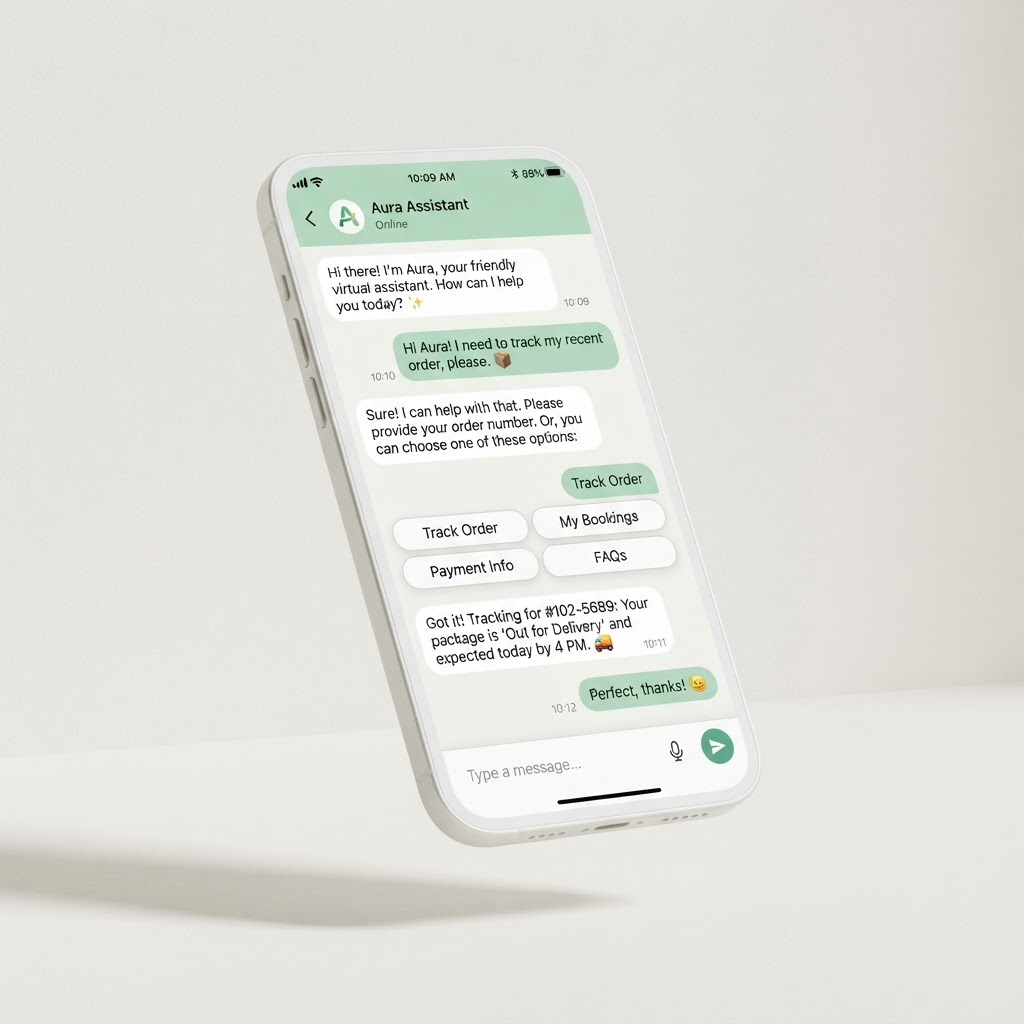 Vista de una conversación de chatbot automatizada de Botomatico